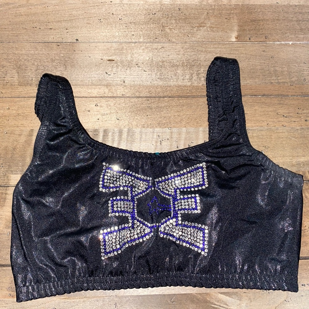 ECE Metallic & Rhinestone Logo Sports Bra